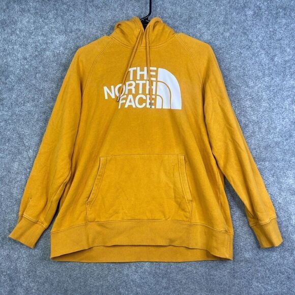 The North Face Sweater Womens Large Mustard Hoodie Pullover Outdoor Casual Logo - Picture 1 of 12